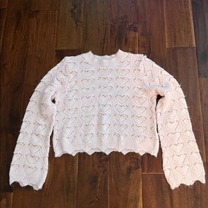 Soft Pink Sweater with Hearts Size X-Small Hooked Up by IOT